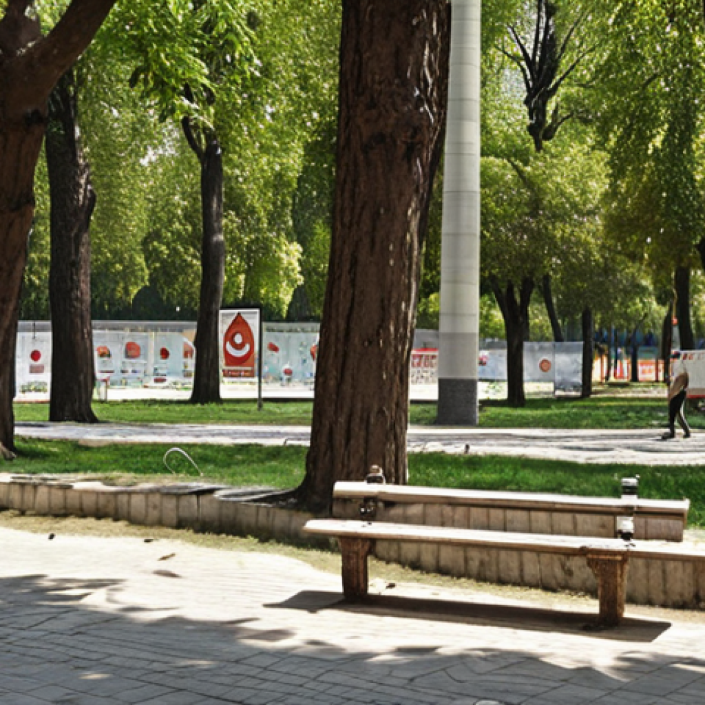 ** A public park scene in Turkey with visible signs of construction issues and a large price tag posted nearby, sparking public discussion and distrust. Emphasis on the lack of transparency in public procurement.

**
