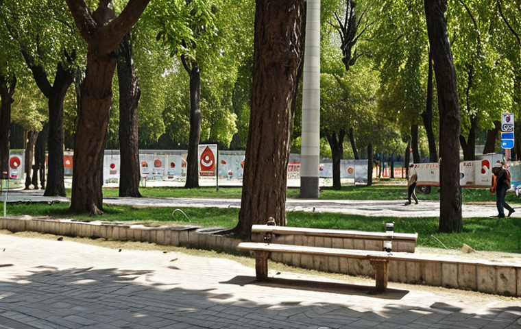 ** A public park scene in Turkey with visible signs of construction issues and a large price tag posted nearby, sparking public discussion and distrust. Emphasis on the lack of transparency in public procurement.
**